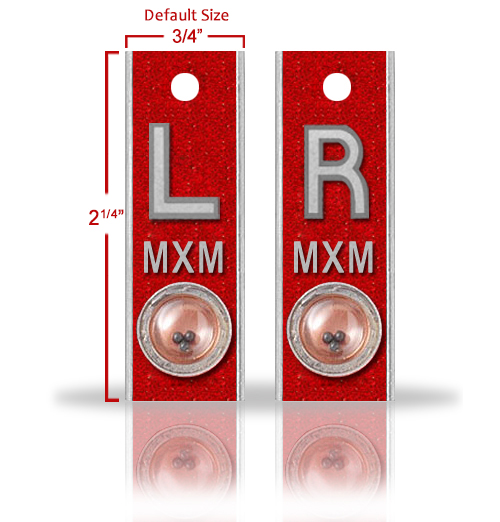 Aluminum Position Indicator X Ray Markers, Cherry Red Glitter