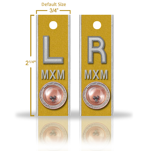Aluminum Position Indicator X Ray Markers, Gold Metallic
