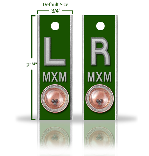 Aluminum Position Indicator X Ray Markers, Emerald Green Glitter