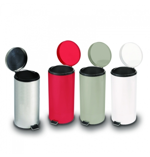 Round Steel Trash Can - Waste Recepticle