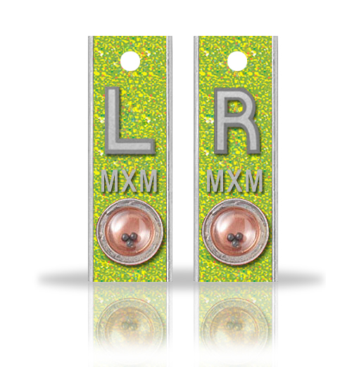Aluminum Position Indicator X Ray Markers, Emerald Green Glitter