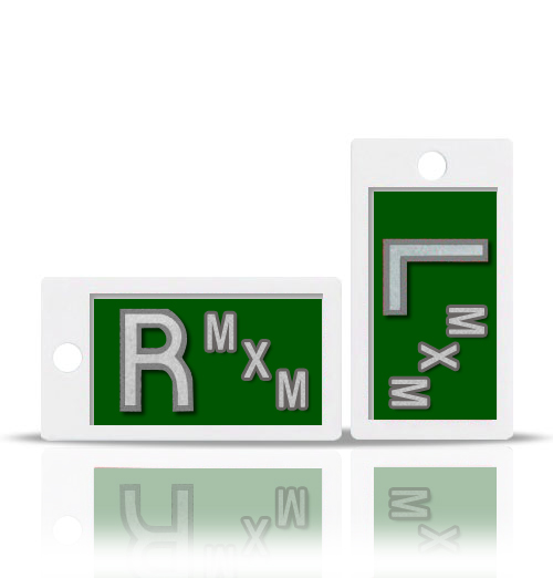 Emerald Green X Ray Markers, Horizontal.
