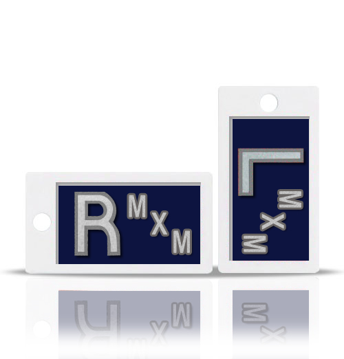 Dark Blue Lead X Ray Markers, Horizontal.